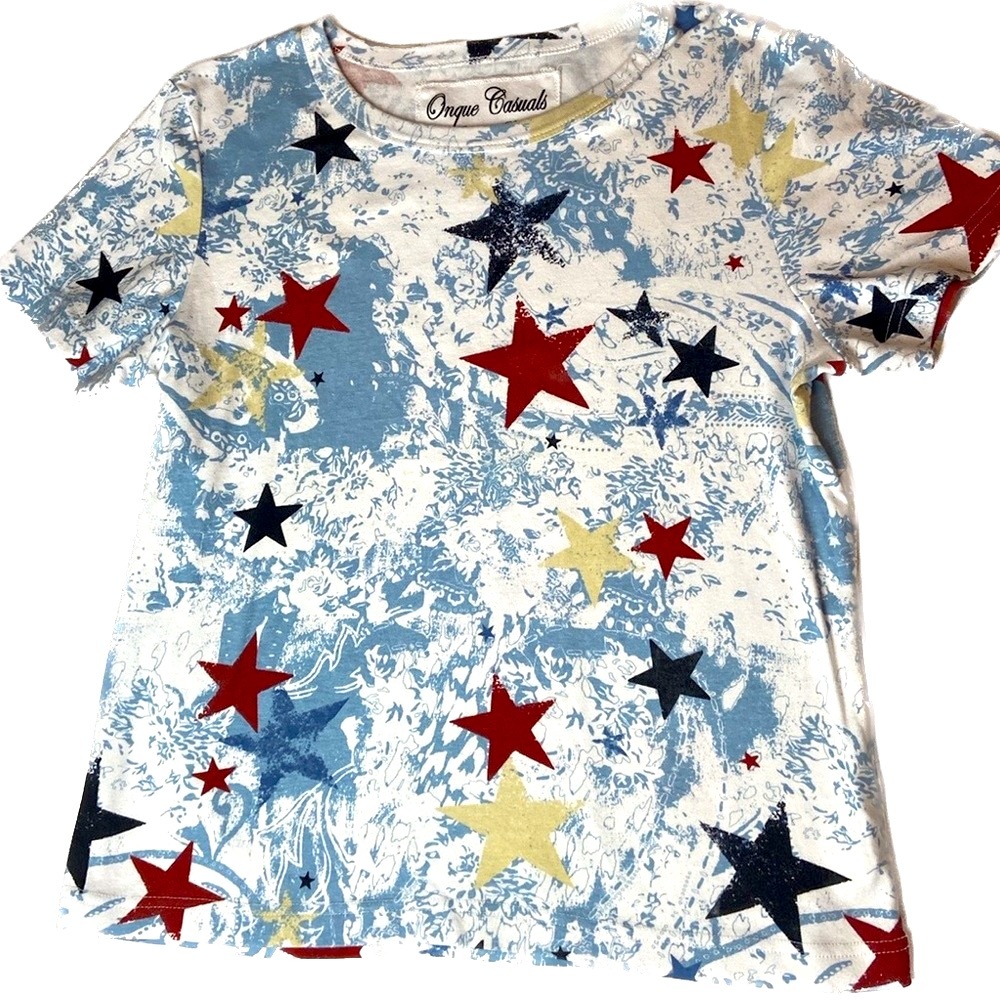 Patriotic, red white and blue star graphic T-shirt 100% cotton